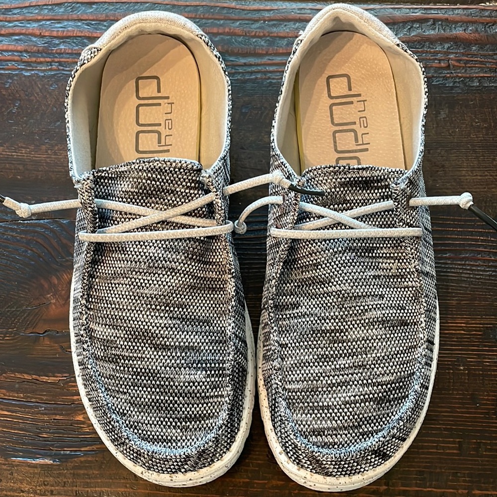 Hey Dude Wendy Sox slip on loafer moccasins in dark grey.